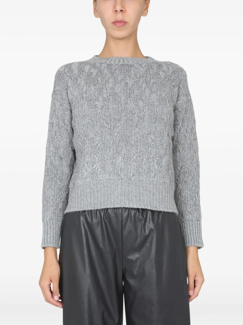 Fabiana Filippi cable-knit crew-neck sweater - Grey