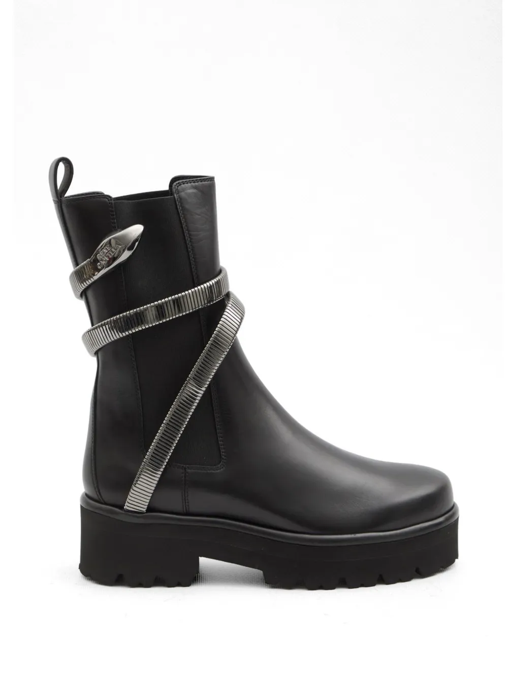 René Caovilla Juniper snake detail boots – Black