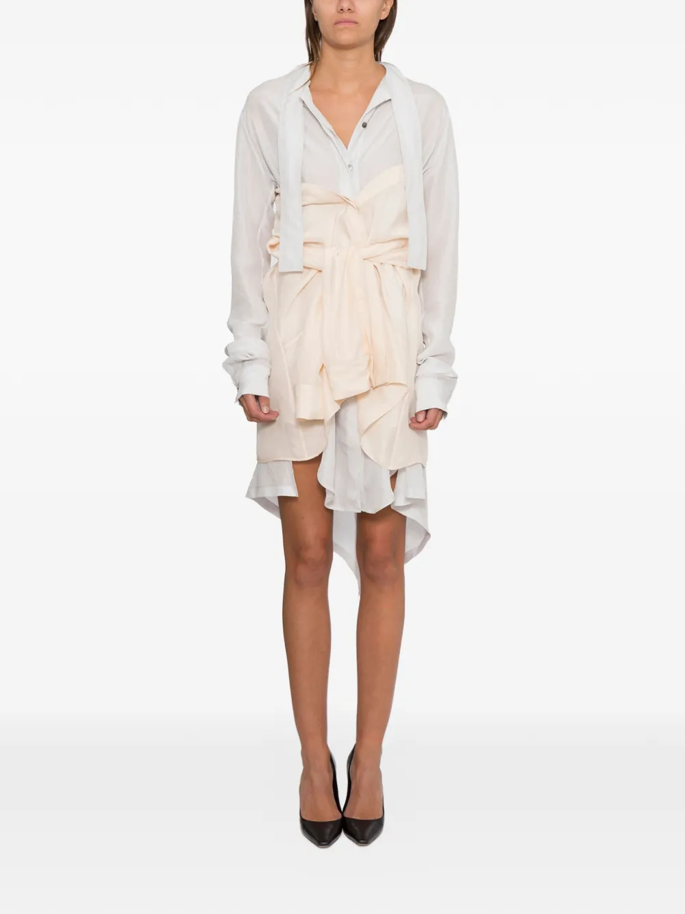 BEN TAVERNITI draped tie asymmetric dress - Toni neutri