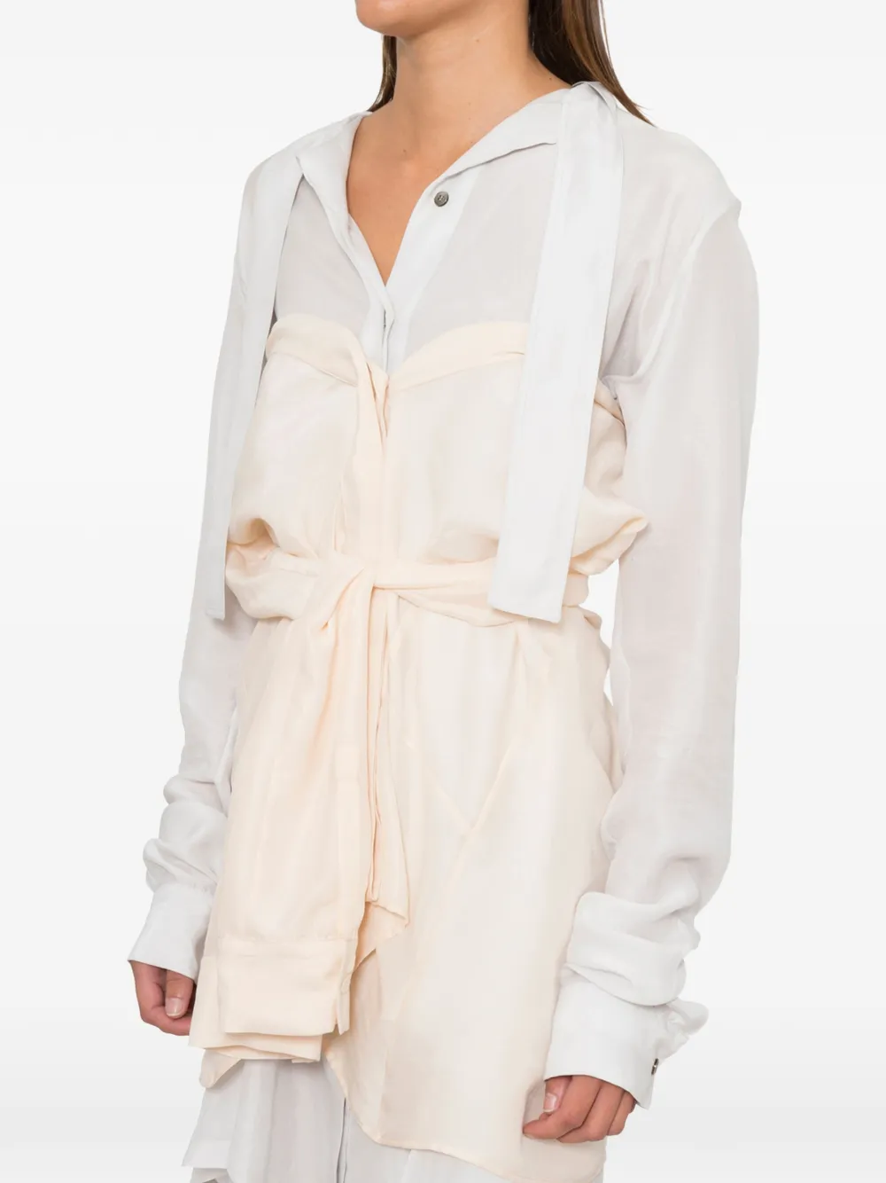 BEN TAVERNITI draped tie asymmetric dress - Toni neutri