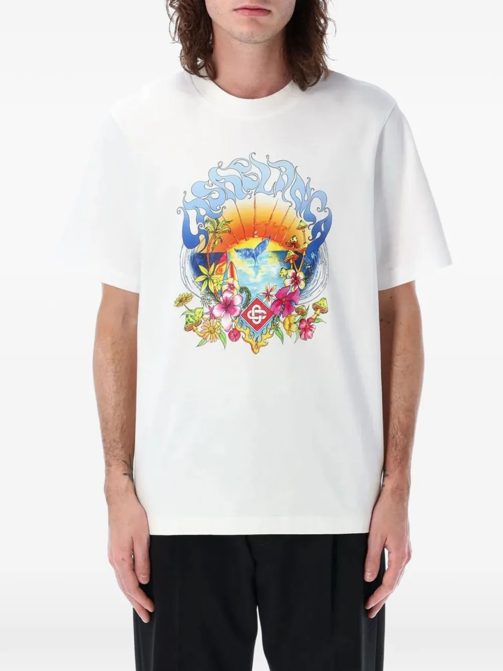 Casablanca Montagne Onde T-Shirt mit rundem Ausschnitt - Weiß