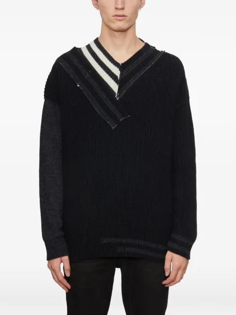 Isabel Benenato striped V-neck sweater 