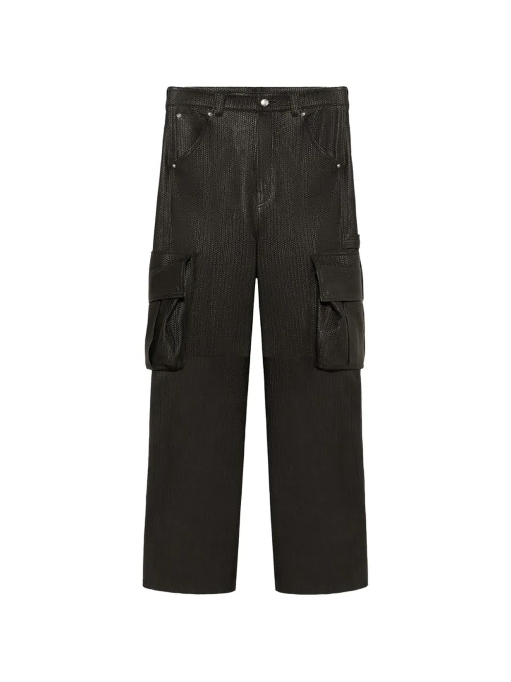 1989 STUDIO intreccio leather cargo trousers - Nero