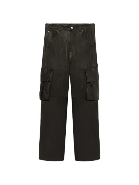 1989 STUDIO intreccio leather cargo trousers