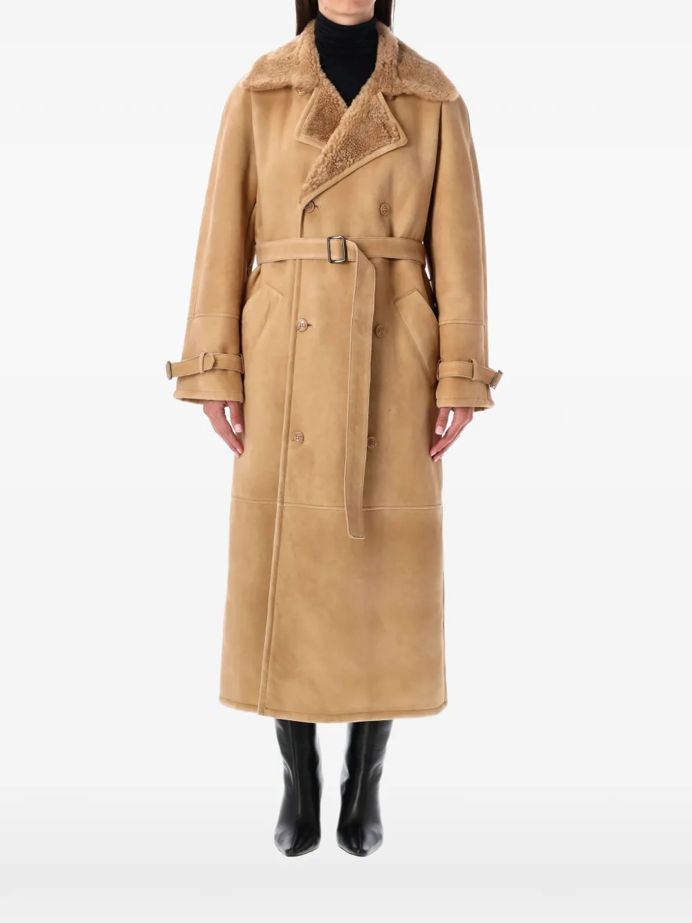 SWD BY S.W.O.R.D. double-breasted leather coat – Neutrals