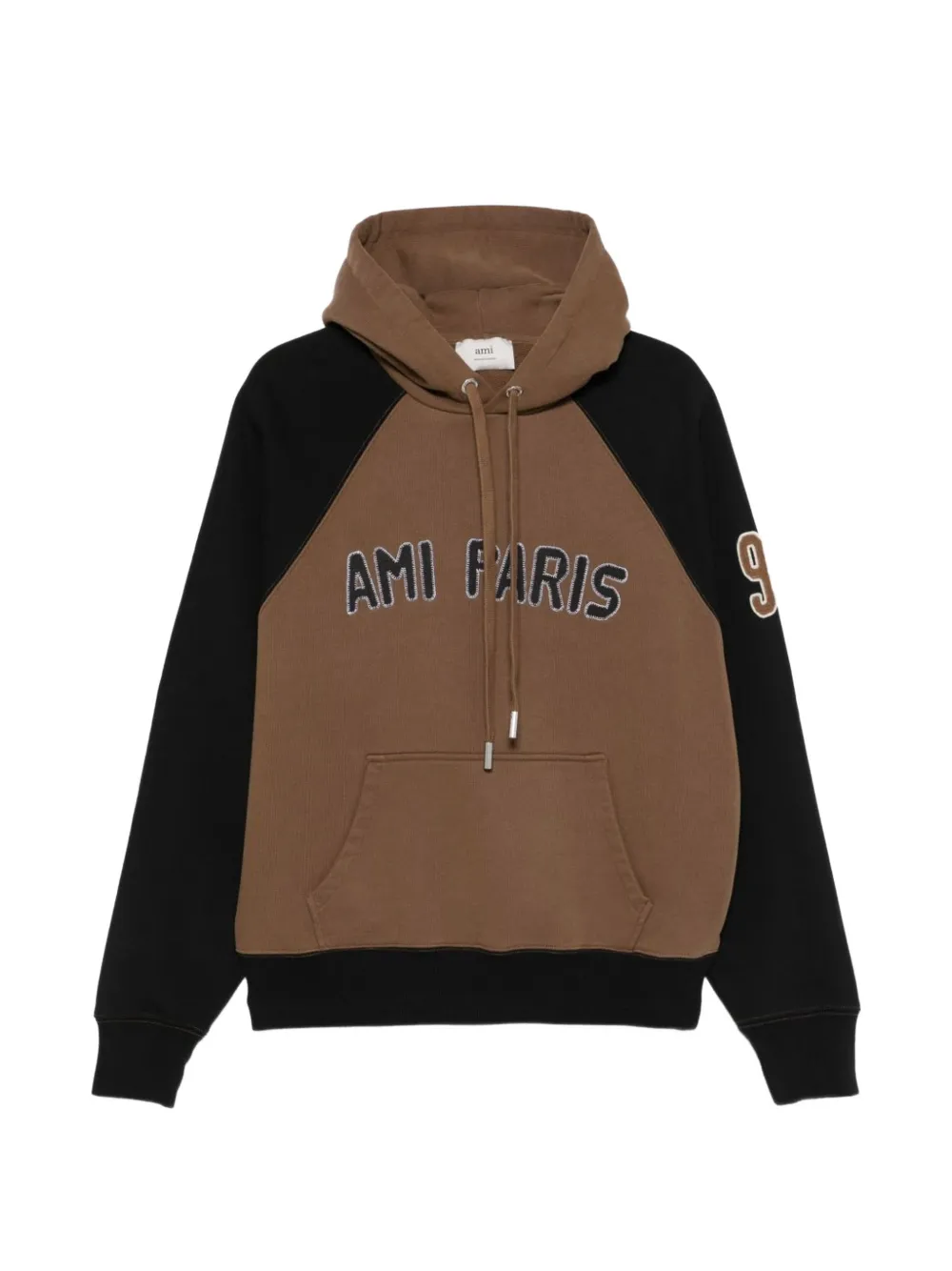 AMI Paris logo-patch hoodie - Marrone