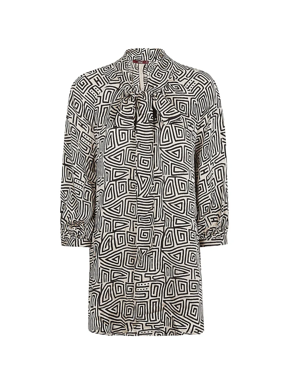 OBIDI geometric print tie-neck blouse