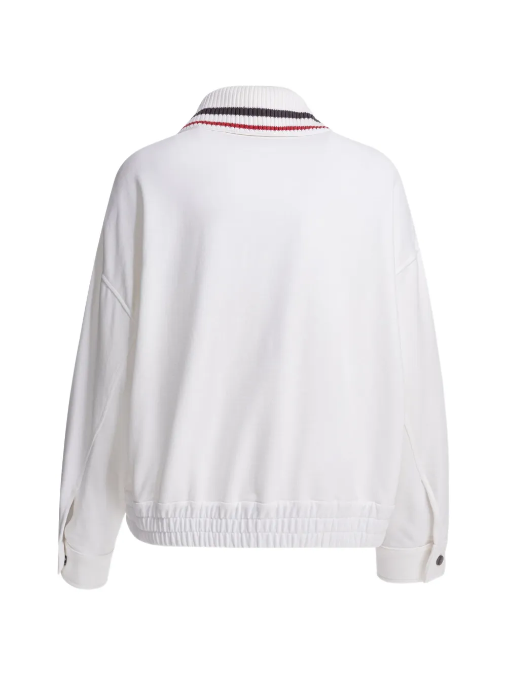 Brunello Cucinelli Gestreepte sweater met rits Wit