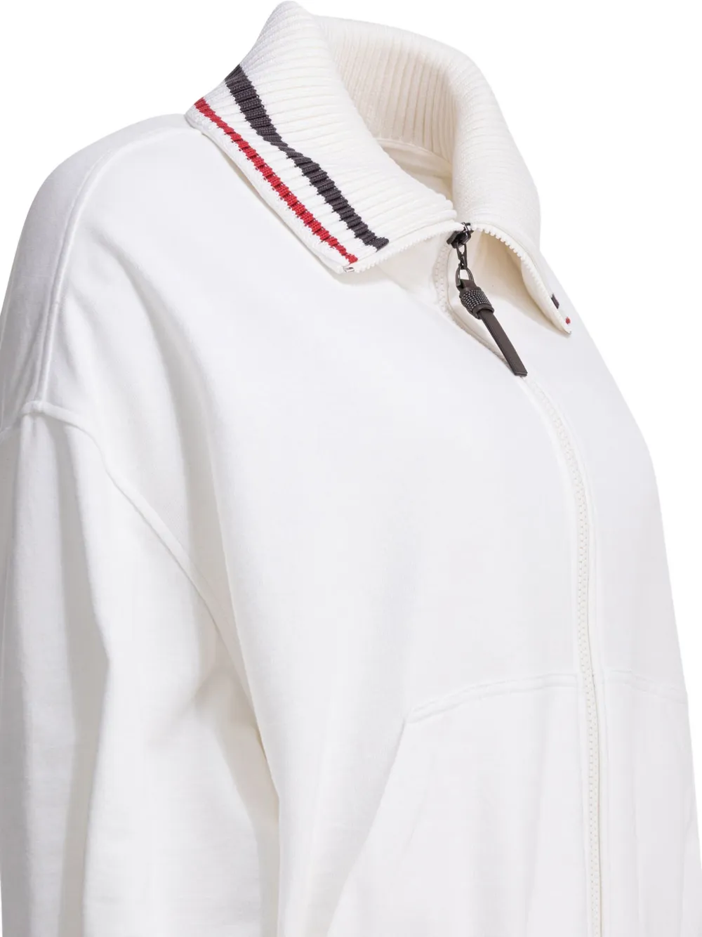 Brunello Cucinelli Gestreepte sweater met rits Wit