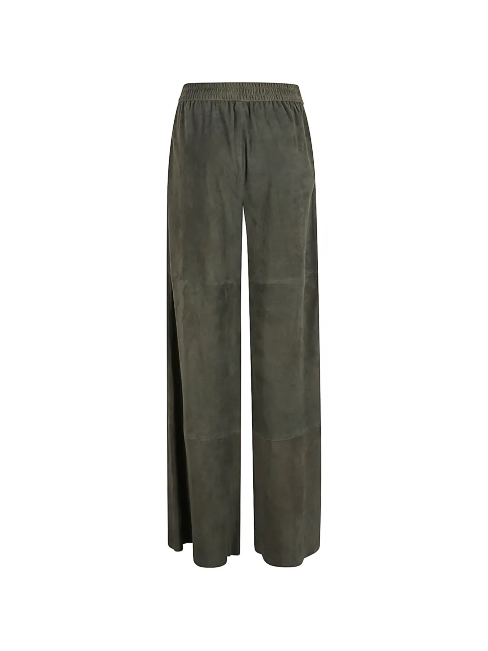 Via Masini 80 Leren broek met elastische taille Groen