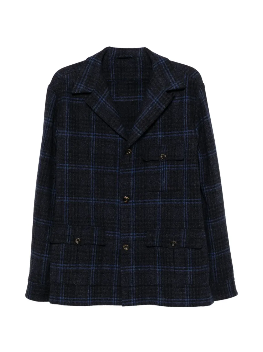 Finamore 1925 Napoli checked wool blazer - Nero