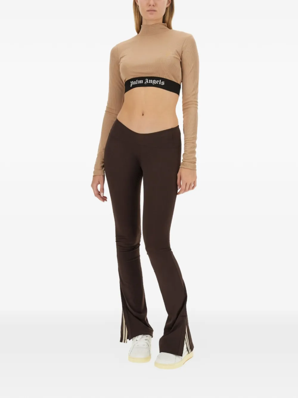 Palm Angels Cropped top met logodetail Beige
