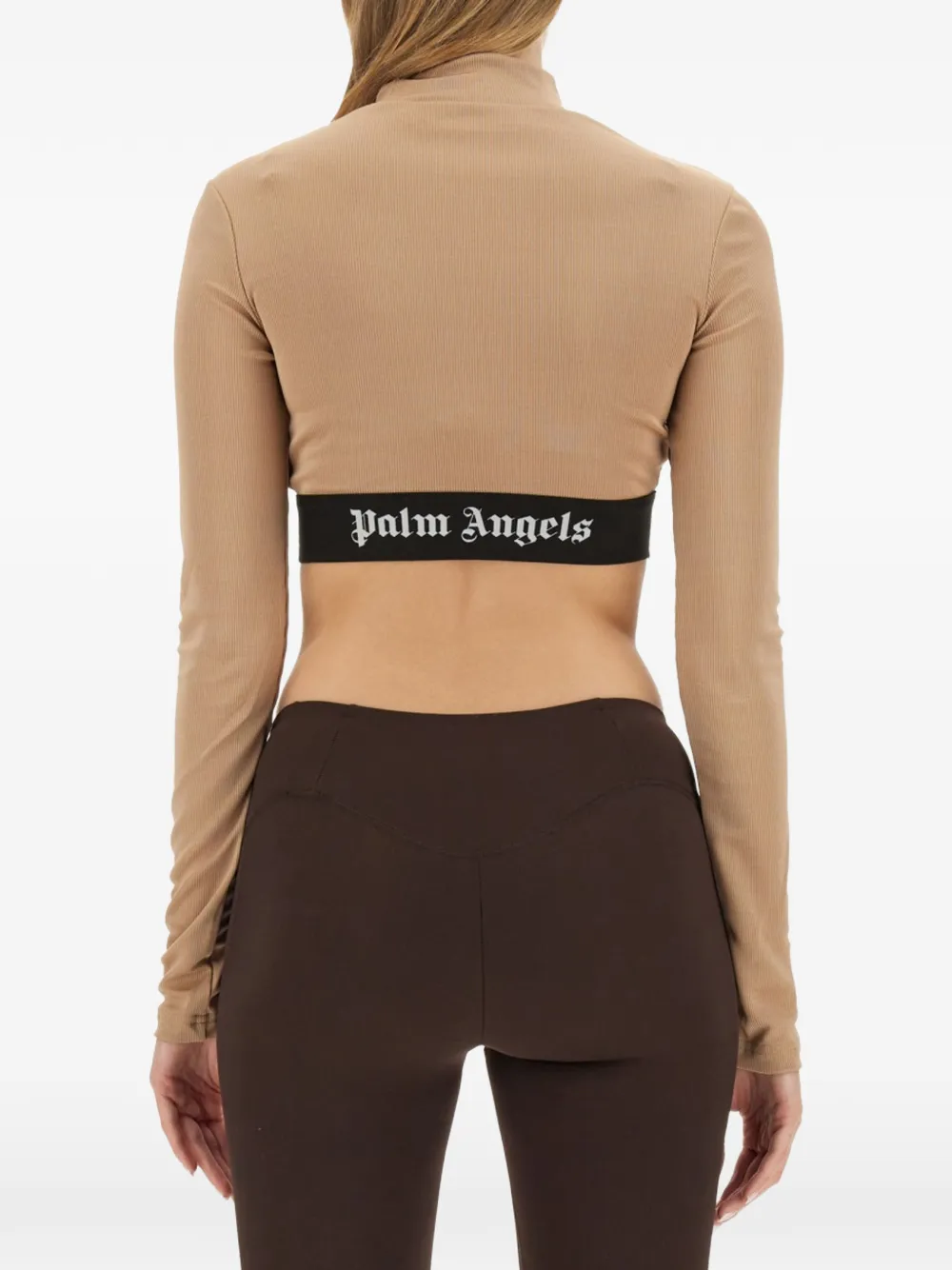 Palm Angels Cropped top met logodetail Beige