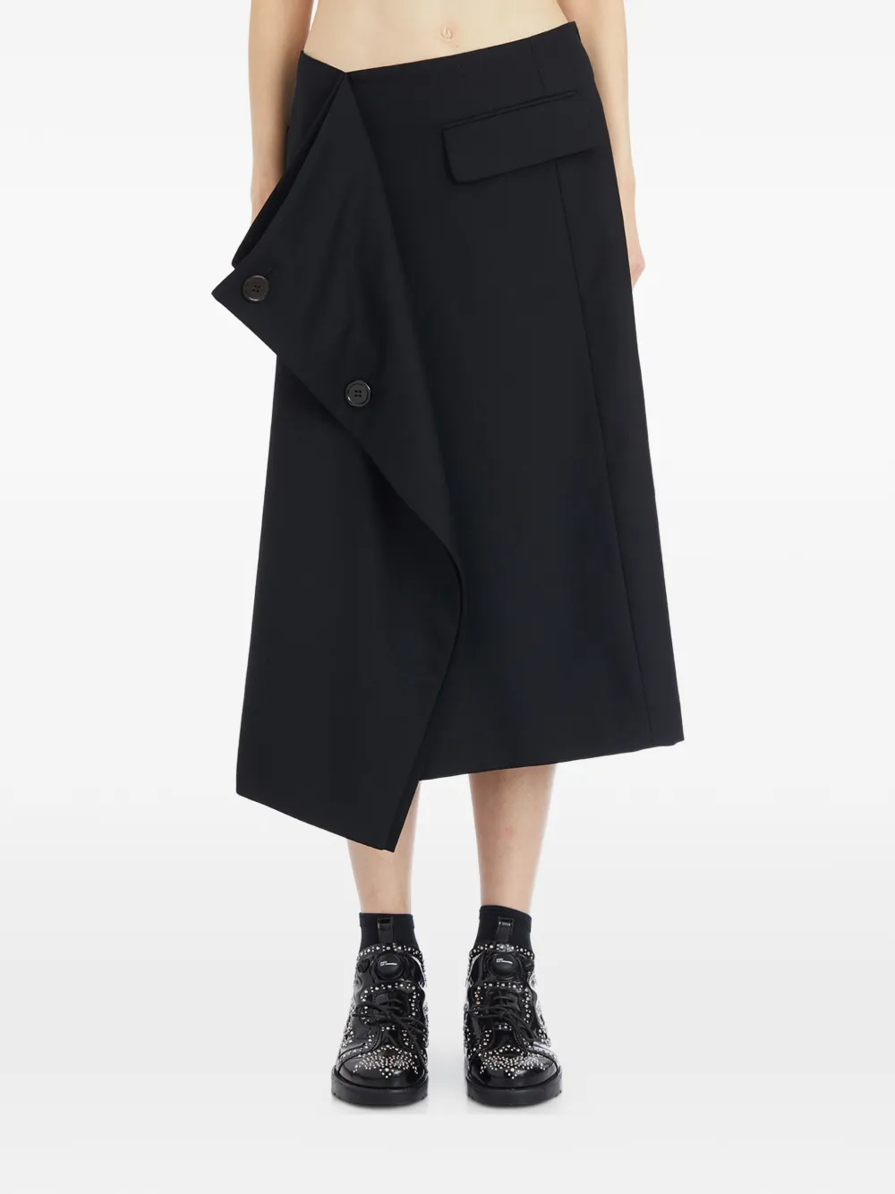 Comme Des Garçons button midi skirt - Nero
