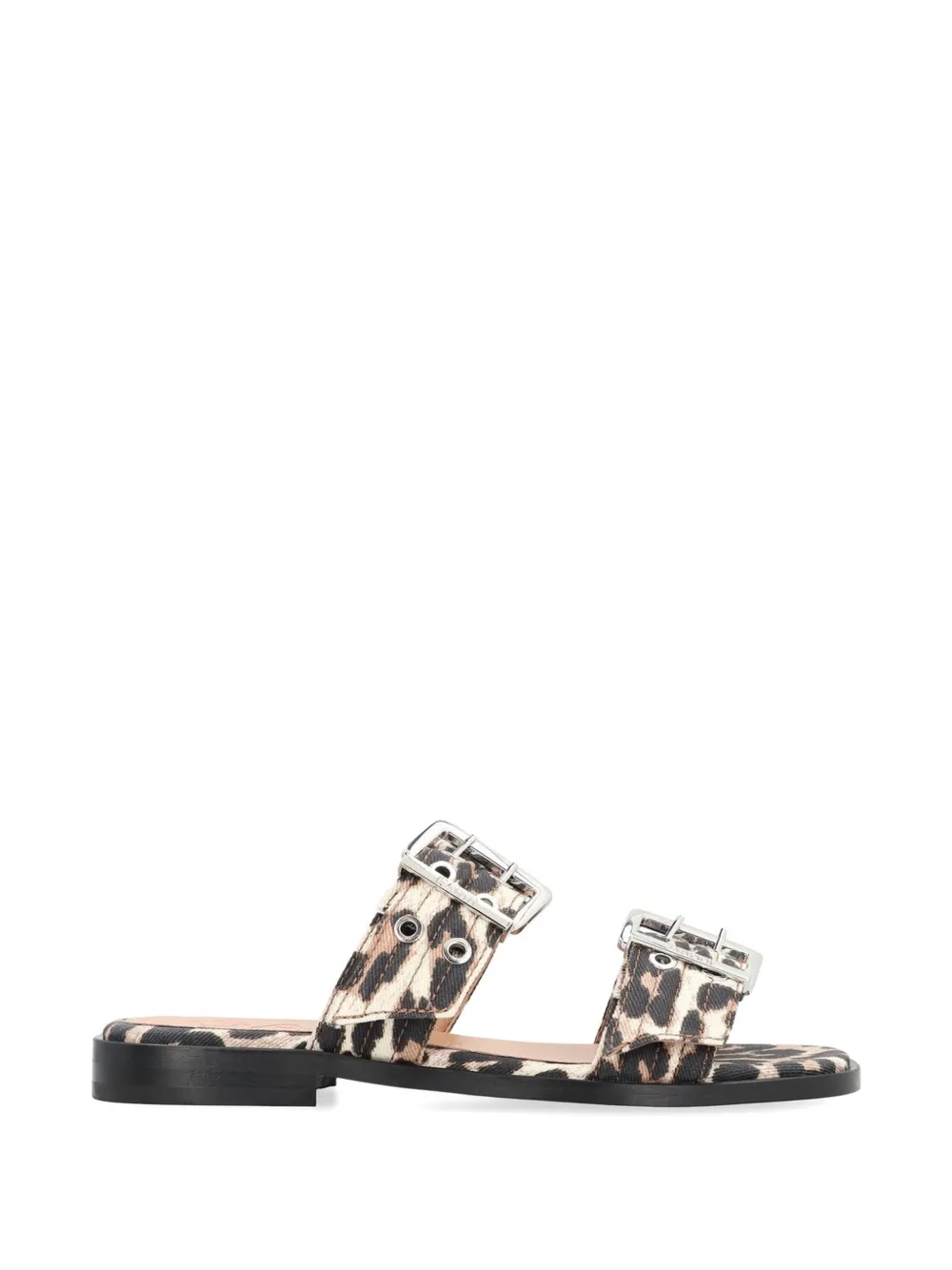 Ganni Animal-print Buckle Sandals In Multi