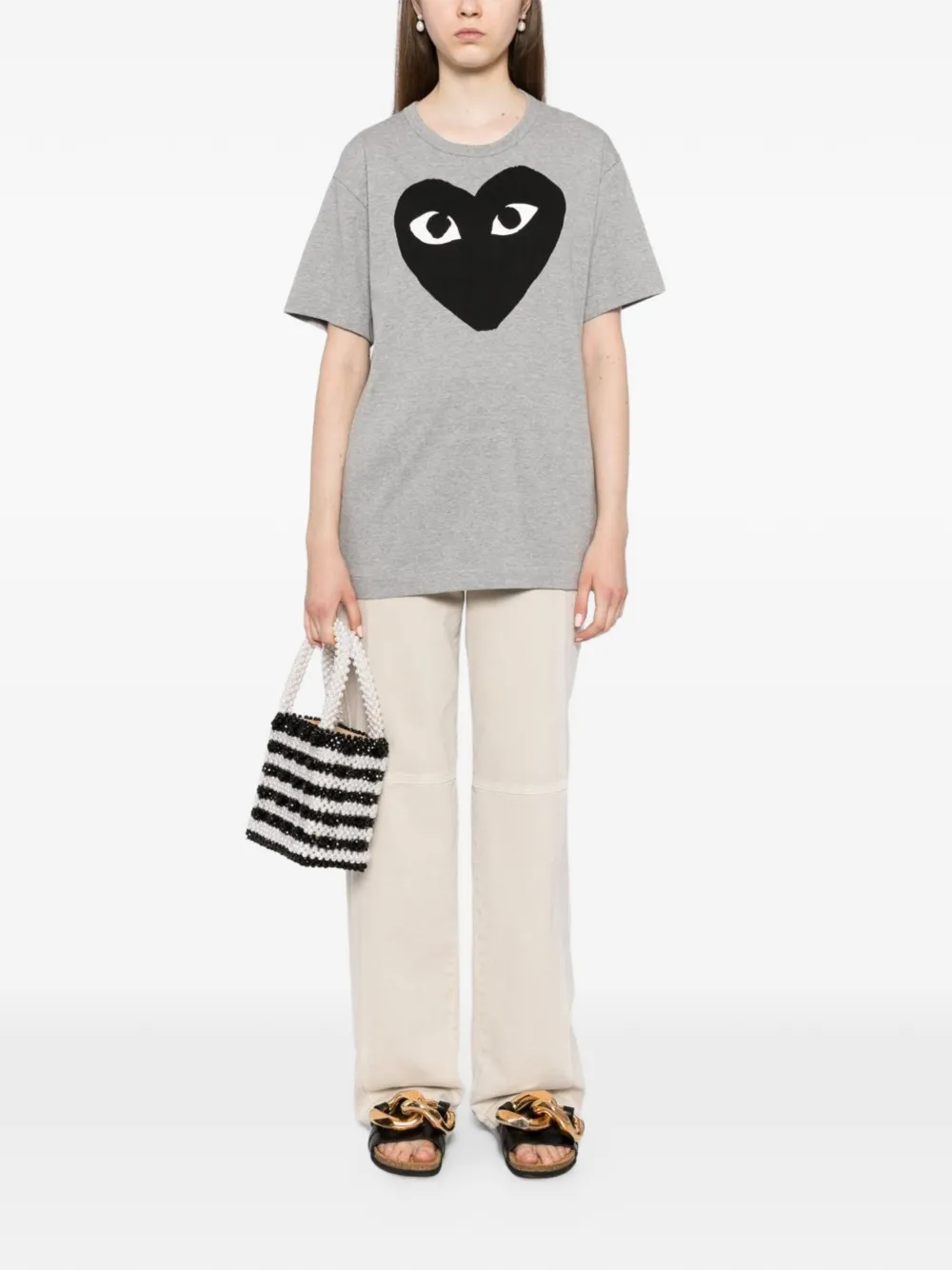 Comme Des Garçons Play T-shirt met hartprint Grijs