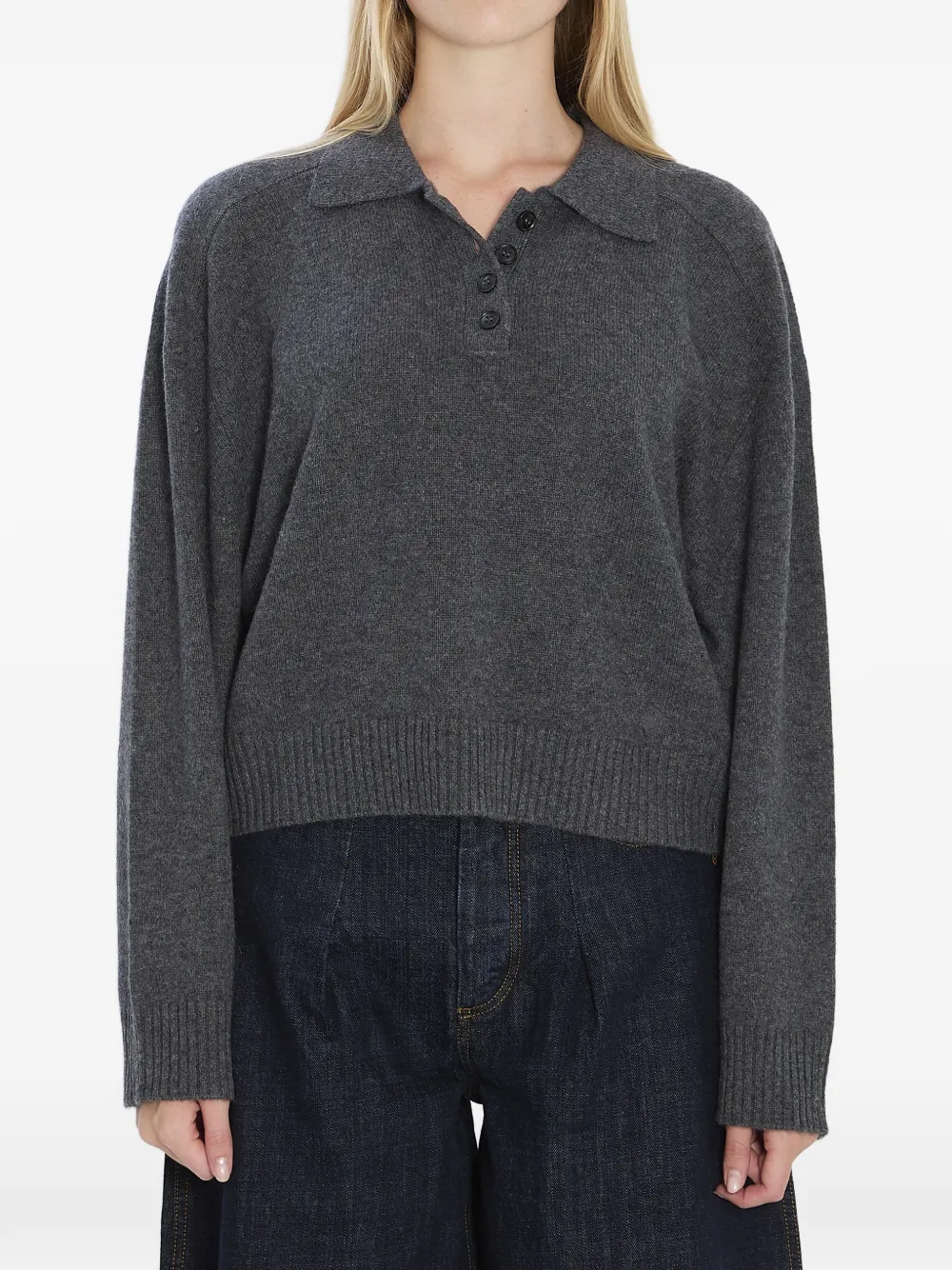 LouLou de Saison Homere long-sleeve polo top - Grau