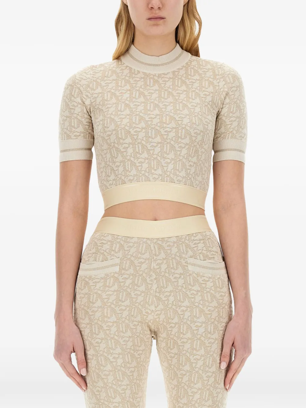 Palm Angels monogram-jacquard knitted crop top - Toni neutri