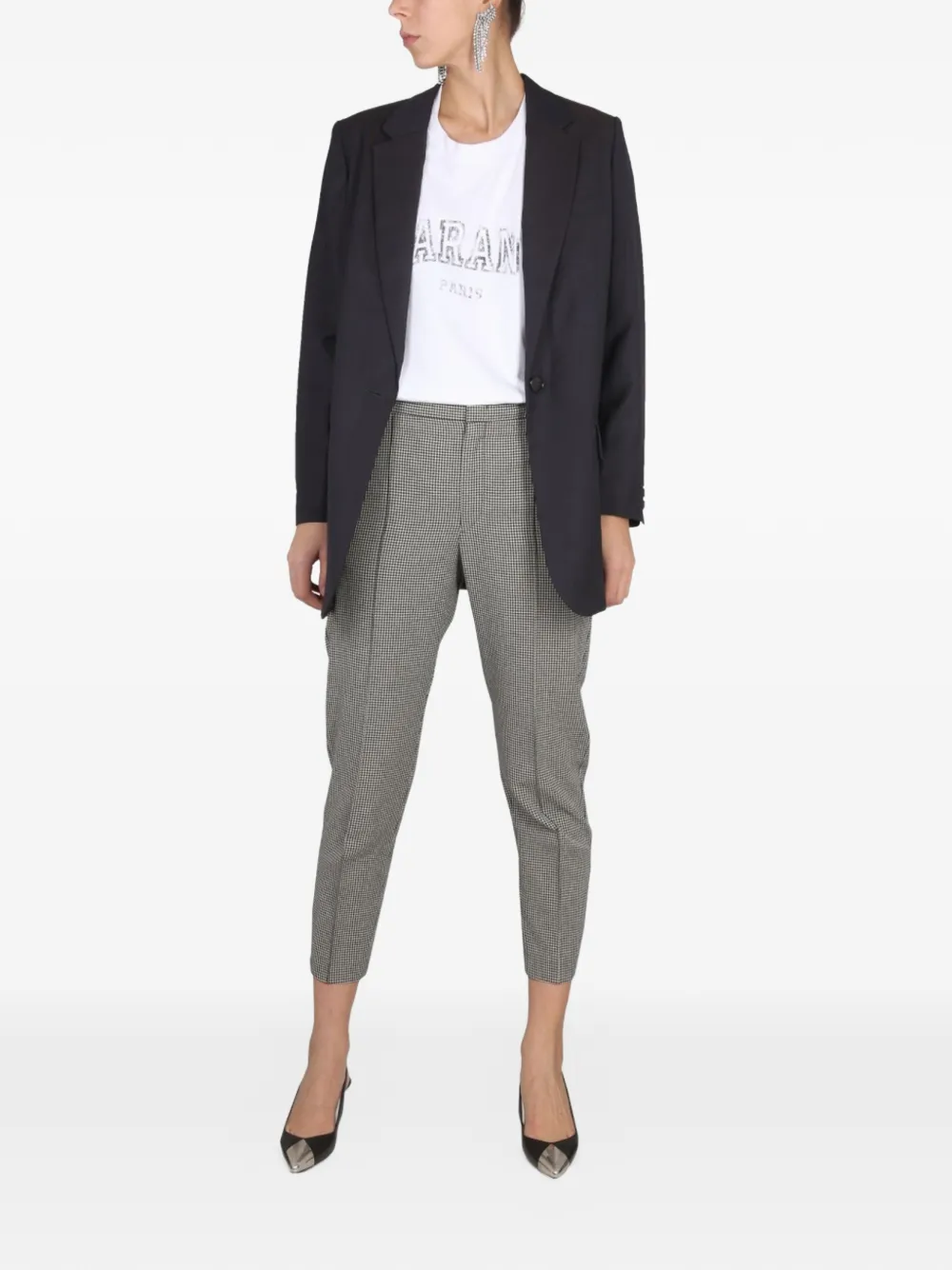 ISABEL MARANT Broek met pied-de-poule print Zwart