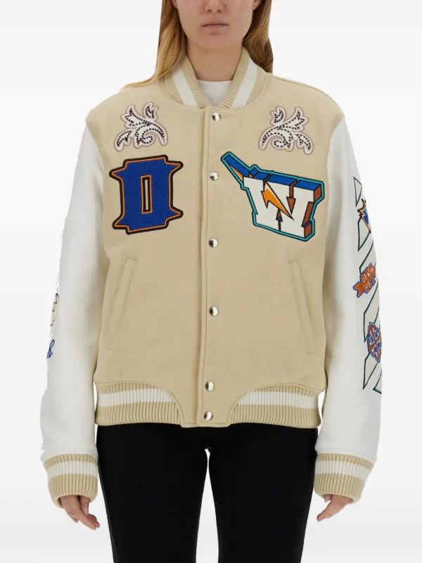 Off-White Patch-appliqué Bomber Jacket in Neutrals