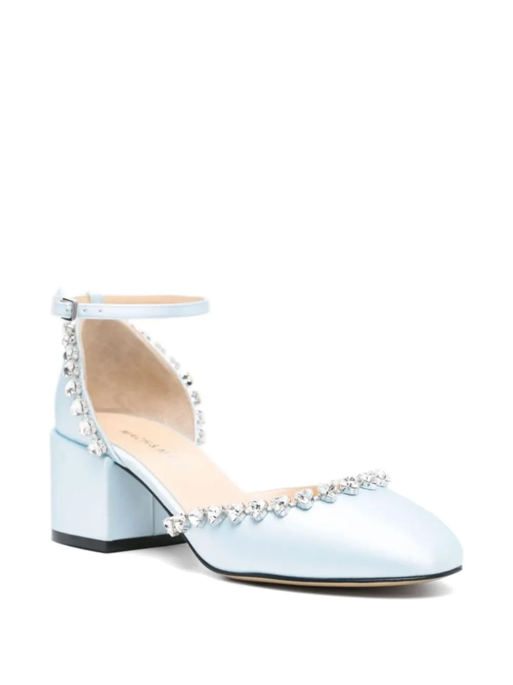 MACH & MACH Audrey satijnen pumps met kristallen Blauw