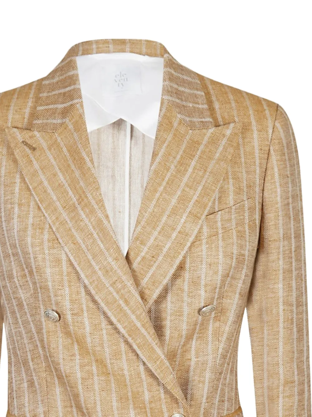 Eleventy Double-breasted Striped Blazer in Neutrals, view 2