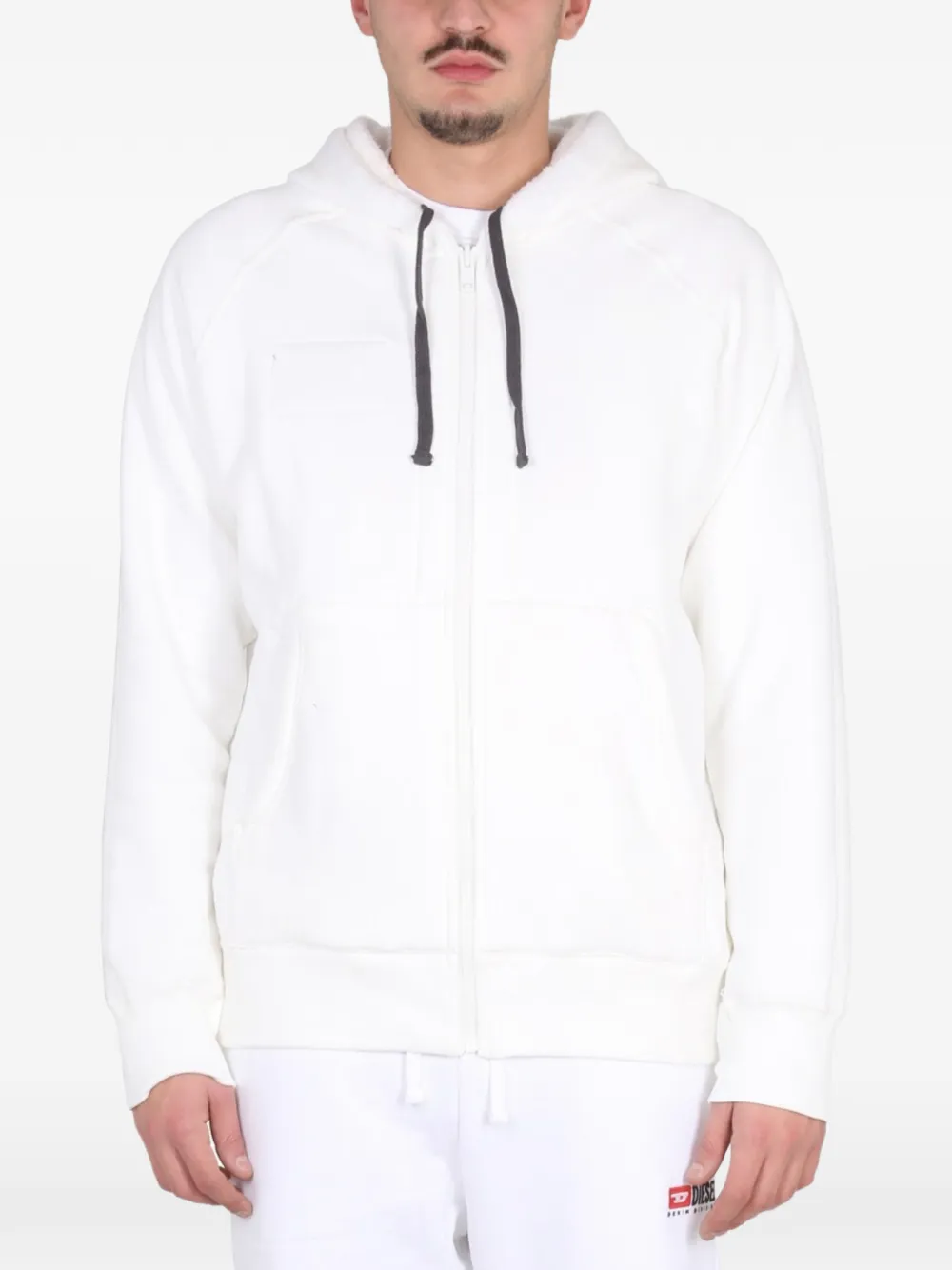 Diesel logo-patch zip-up hoodie - White
