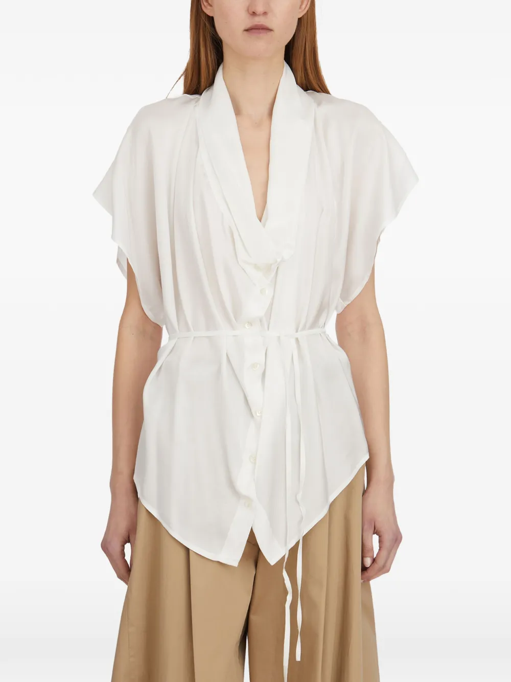 Collection Privée? shorts-sleeves blouse - Bianco