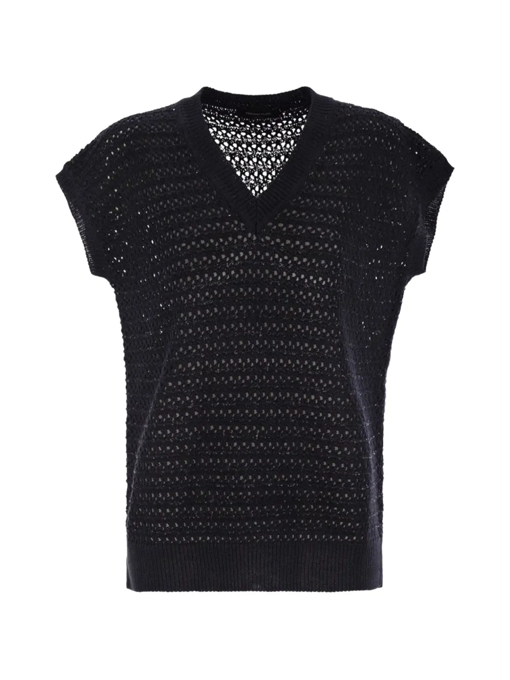 Fabiana Filippi V-neck crochet sleeveless cotton jumper - Nero