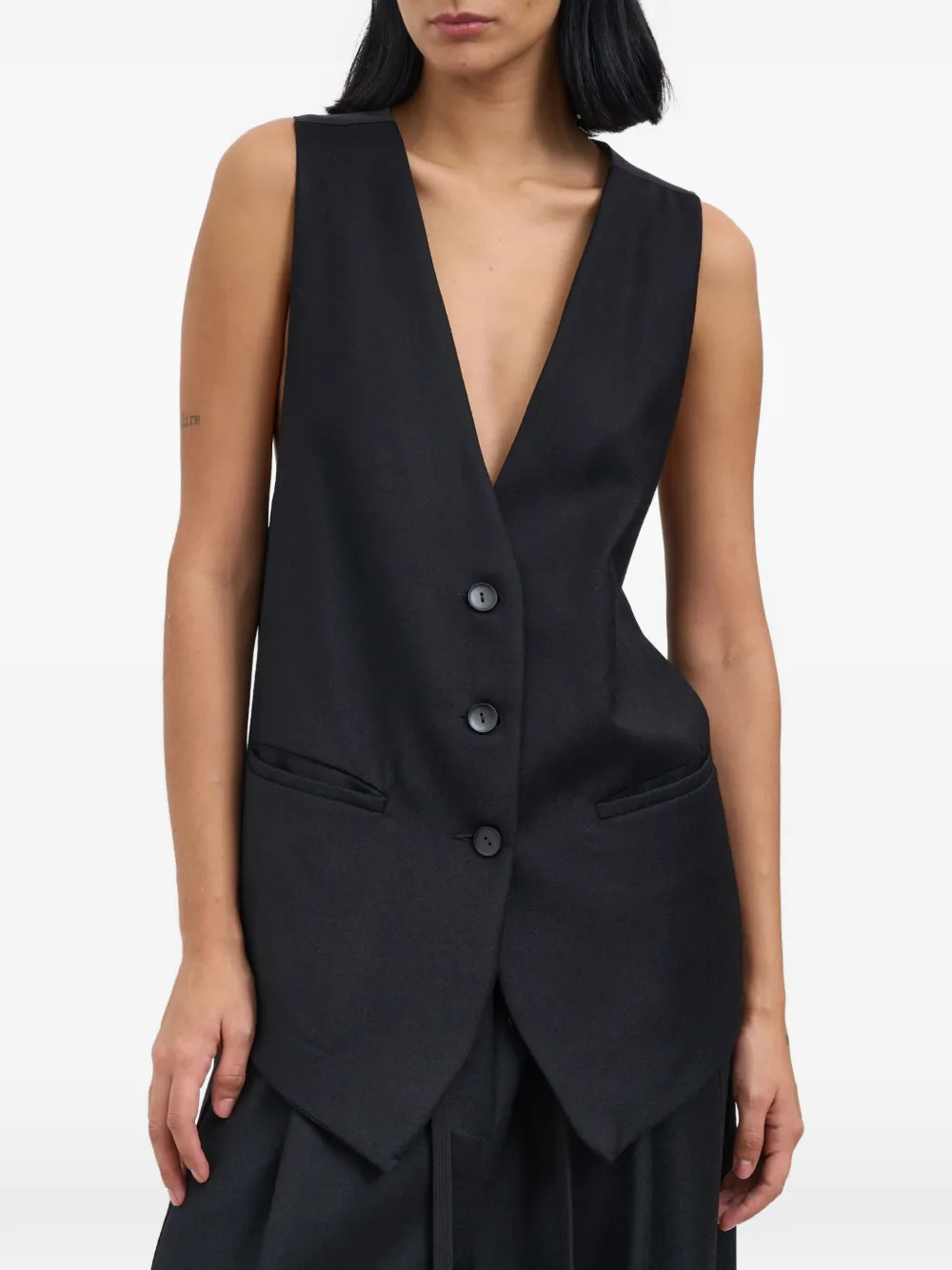 Andrea Ya'aqov V-neck buttoned vest - Black