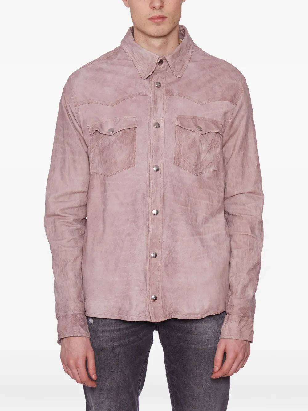 Giorgio Brato distressed-effect leather shirt - Rosa