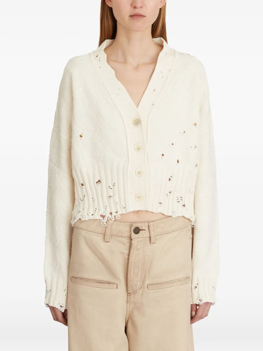 Marni distressed buttoned cardigan - Toni neutri