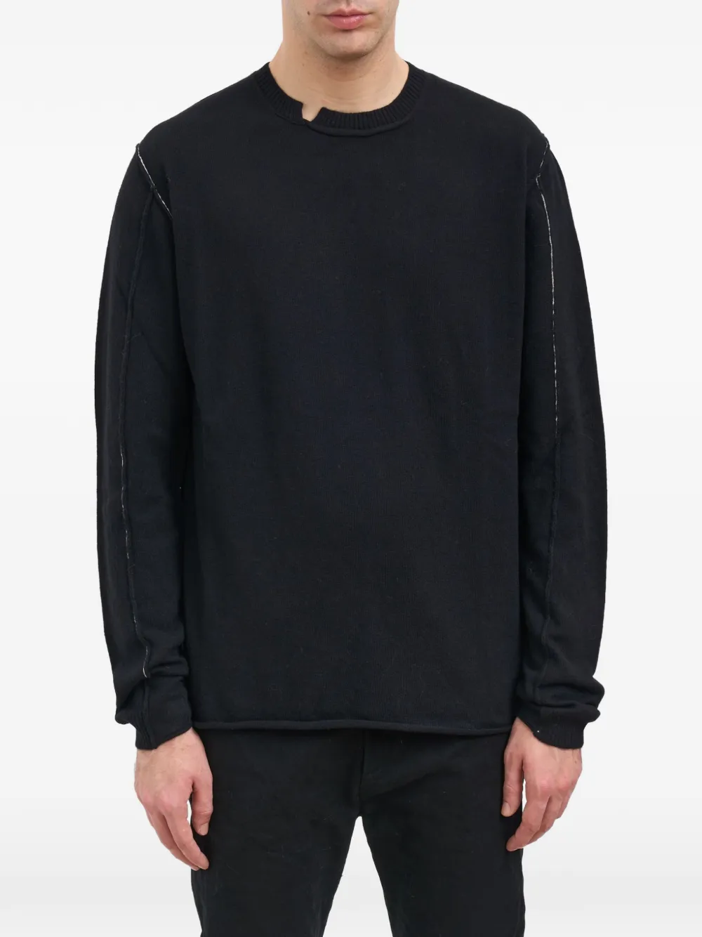 Isabel Benenato long-sleeve crew neck sweater - Black