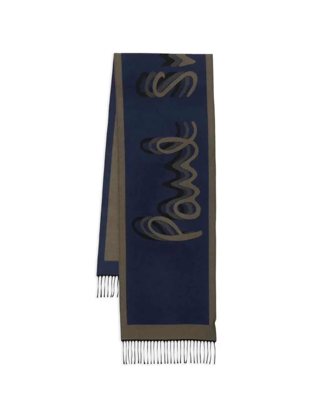 Paul Smith logo-emebellishment fringed scarf - Blue