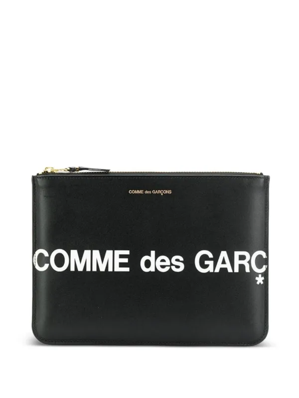 Comme des Garçons Logo Zip Wallet in Black