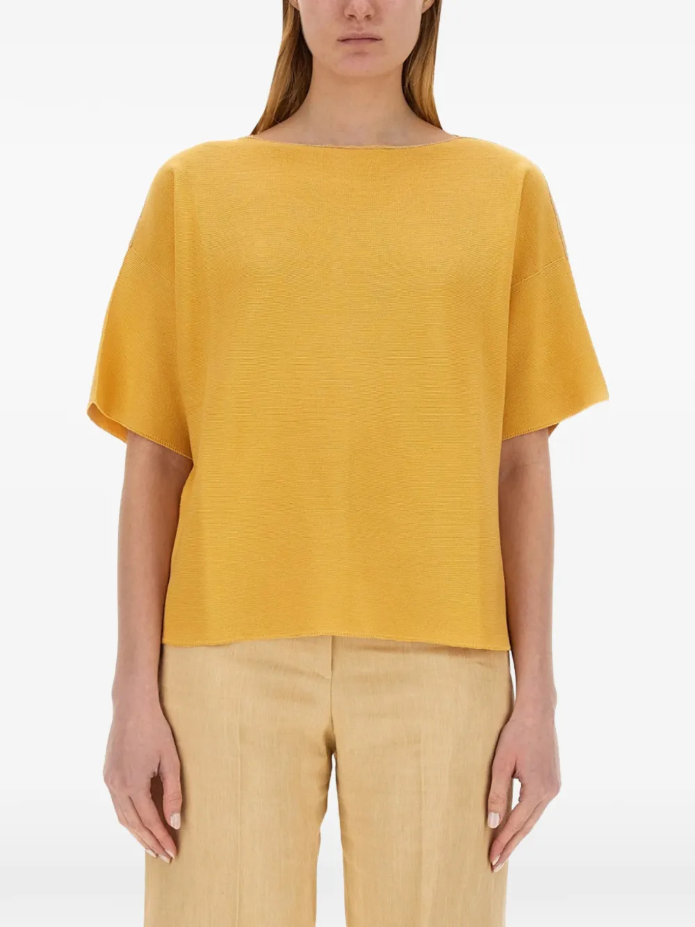 Fabiana Filippi short-sleeve boat-neck top - Yellow