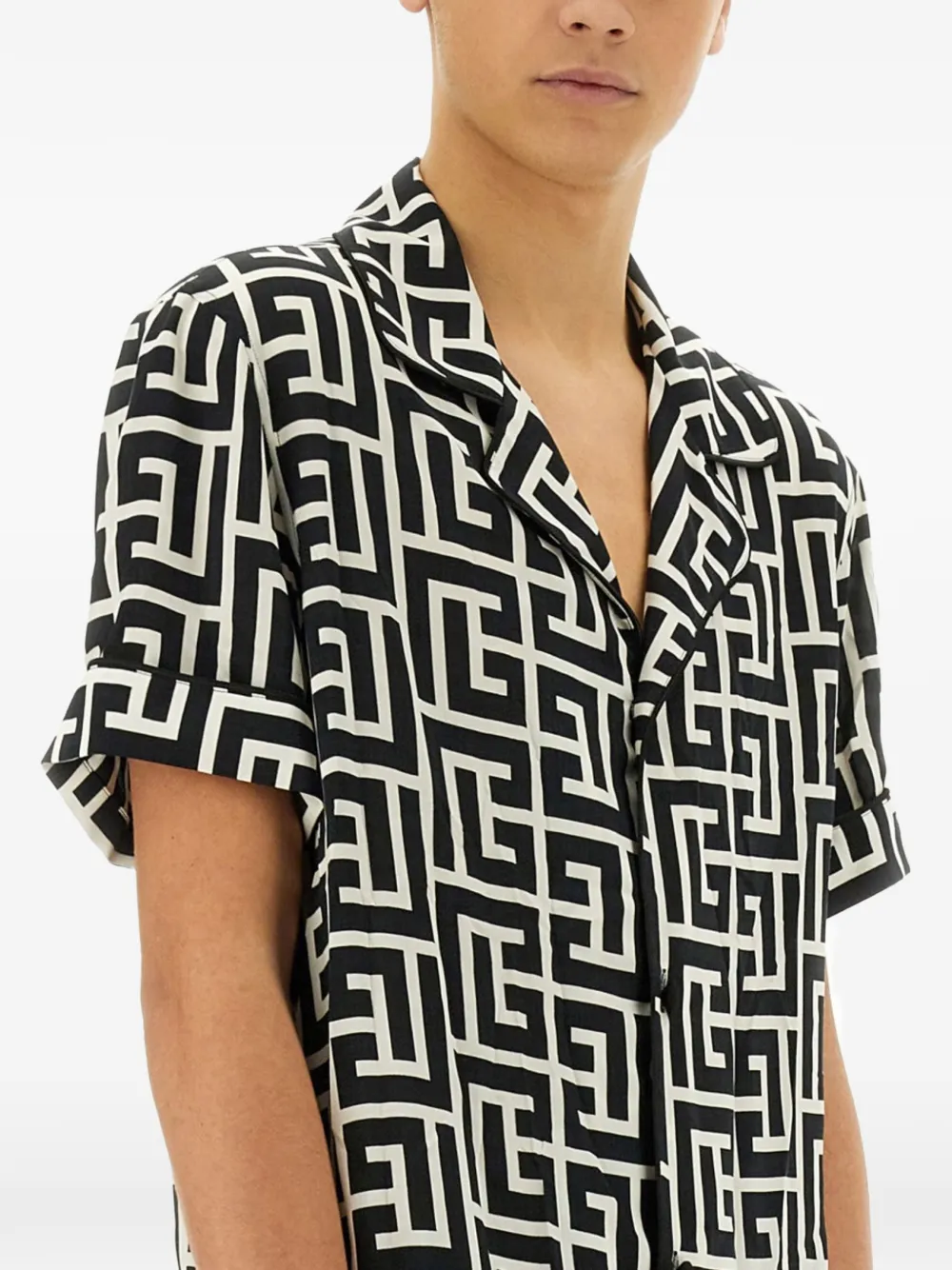 Balmain Overhemd met monogramprint Zwart