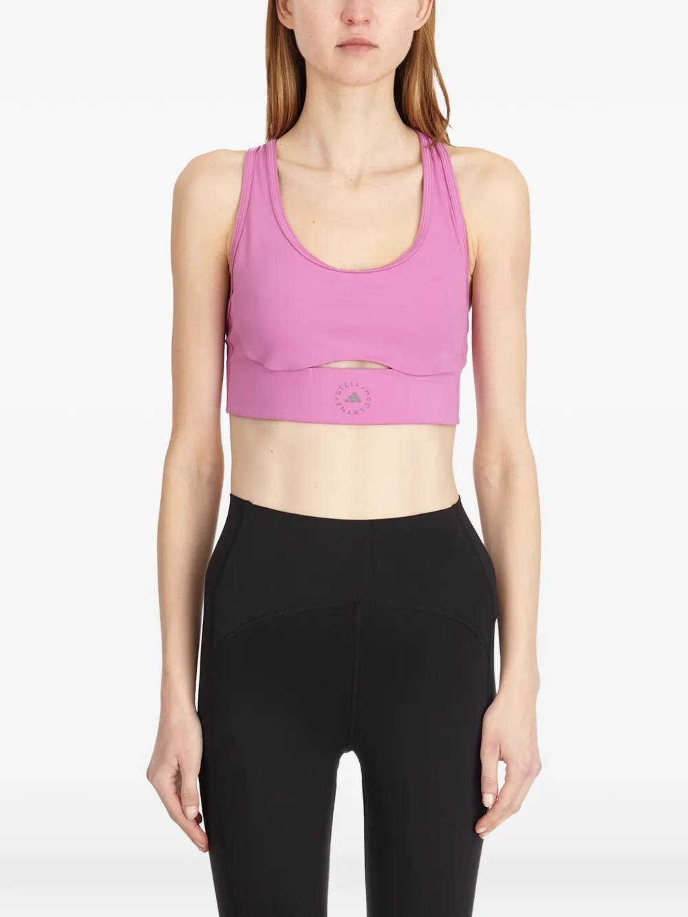 adidas by Stella McCartney logo-print yoga sports bra - Rosa