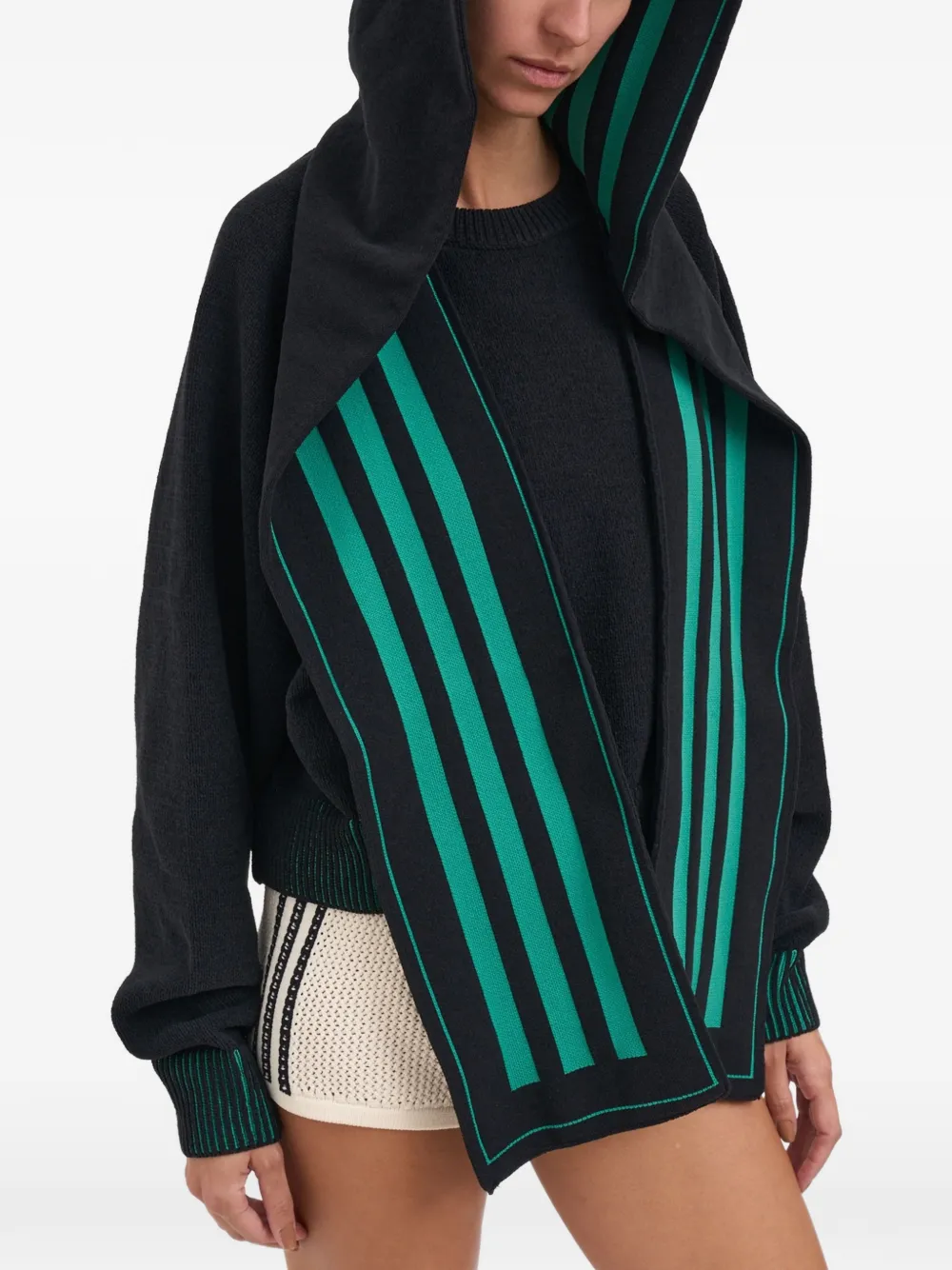 adidas Gestreepte trui met capuchon Zwart