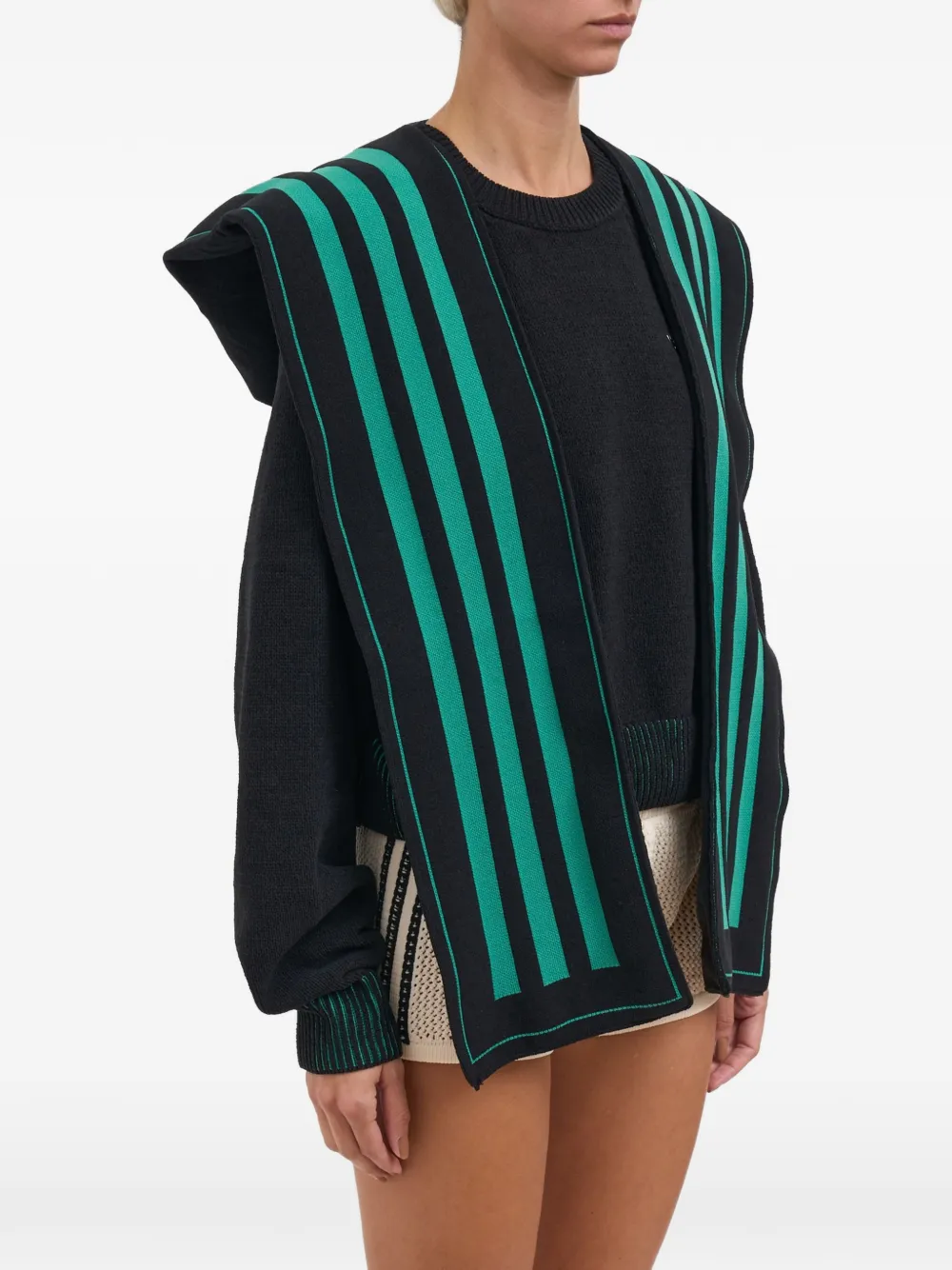 adidas Gestreepte trui met capuchon Zwart