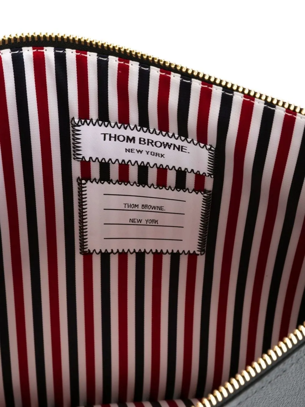 Thom Browne Gestreepte clutch met rits Zwart