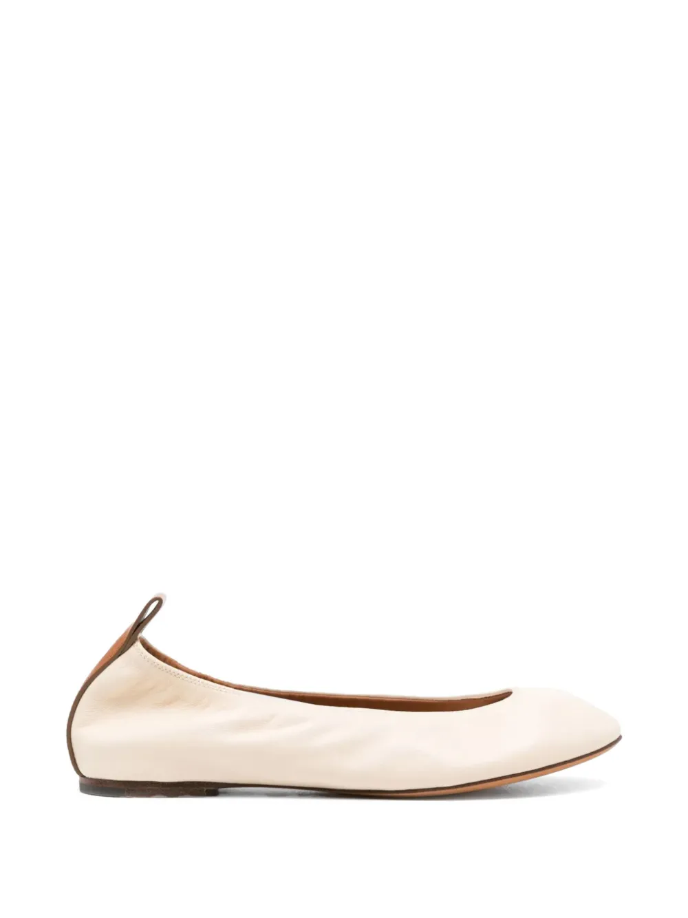 Lanvin Logo Leather Ballerina Flats In Neutral