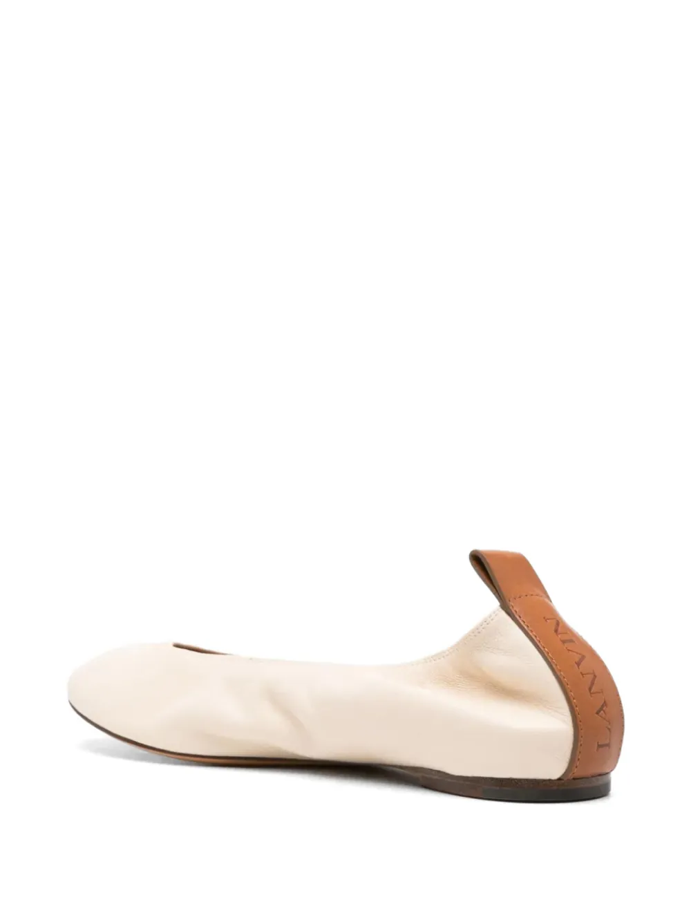 Lanvin Leren ballerina's en logo Beige