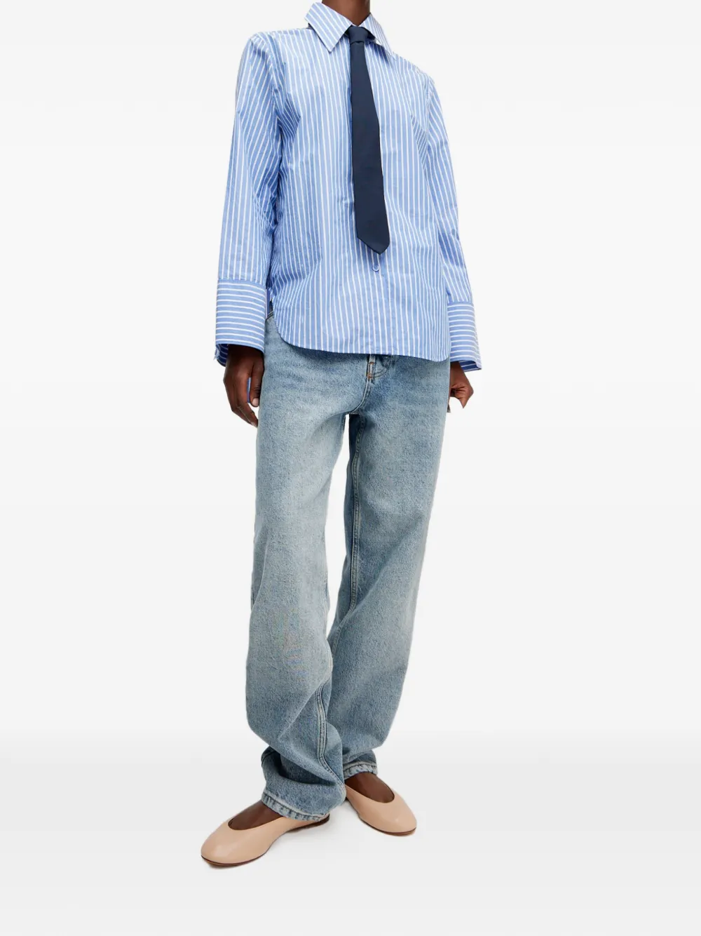 Lanvin Leren ballerina's en logo Beige