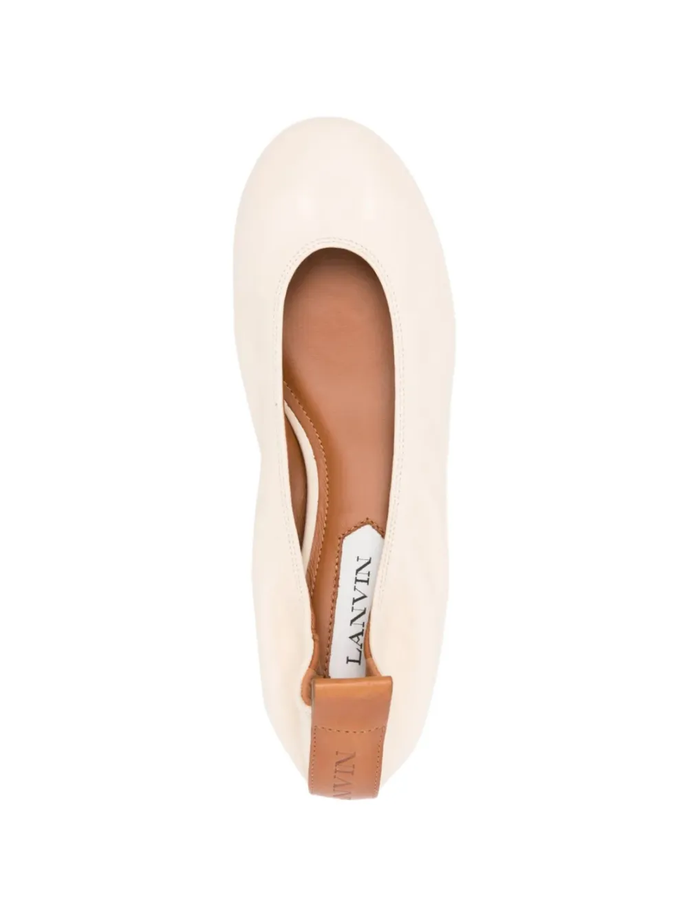 Lanvin Leren ballerina's en logo Beige