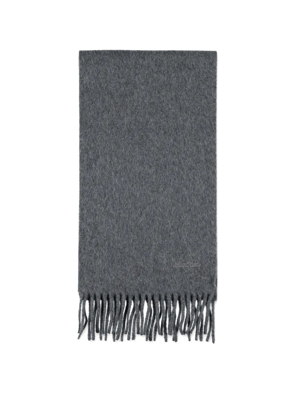 Max Mara embroidered logo fringe scarf - Grigio