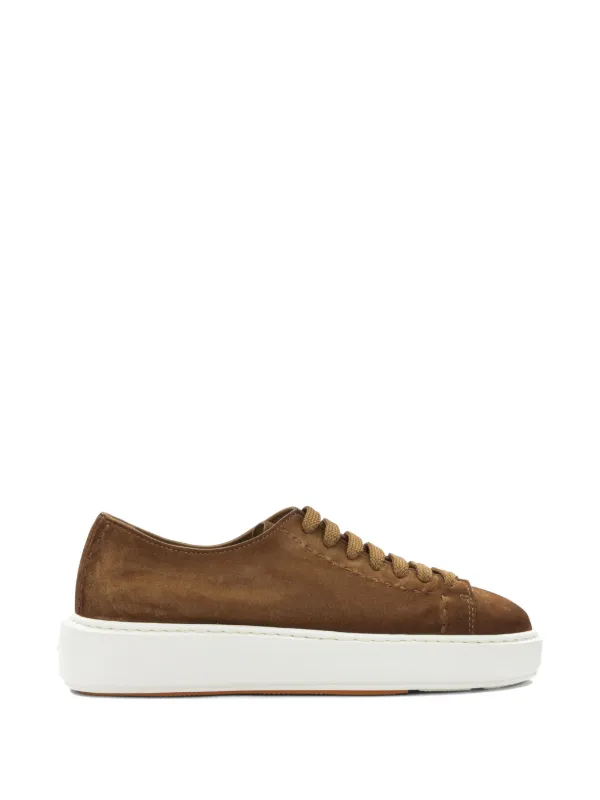 Santoni Leather Sneakers in Brown