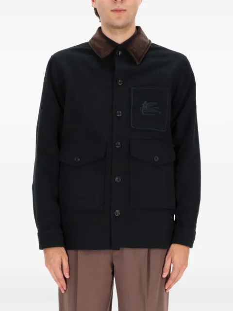 ETRO corduroy-collar overshirt