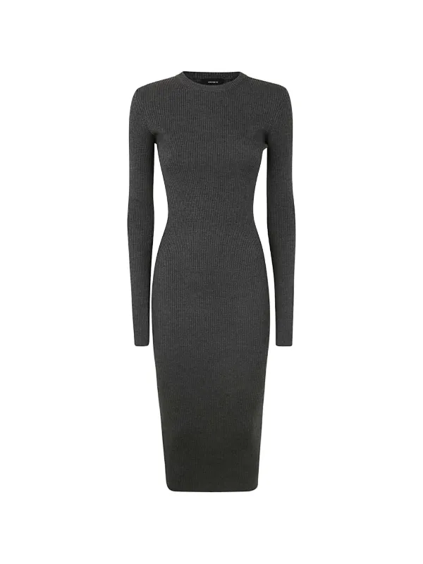 WARDROBE.NYC Ribbed Long-sleeve Maxi Dress in Grey
