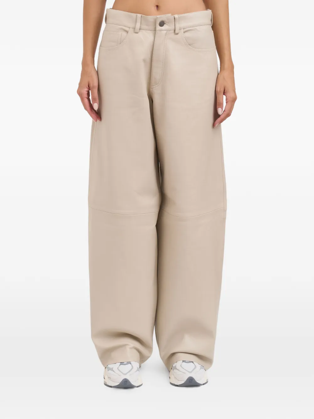 Haikure Bethany wide-leg leather trousers – Neutrals